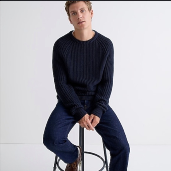 J. Crew Other - J Crew men’s medium heritage cotton shaker sweater chunky knit navy new nwt